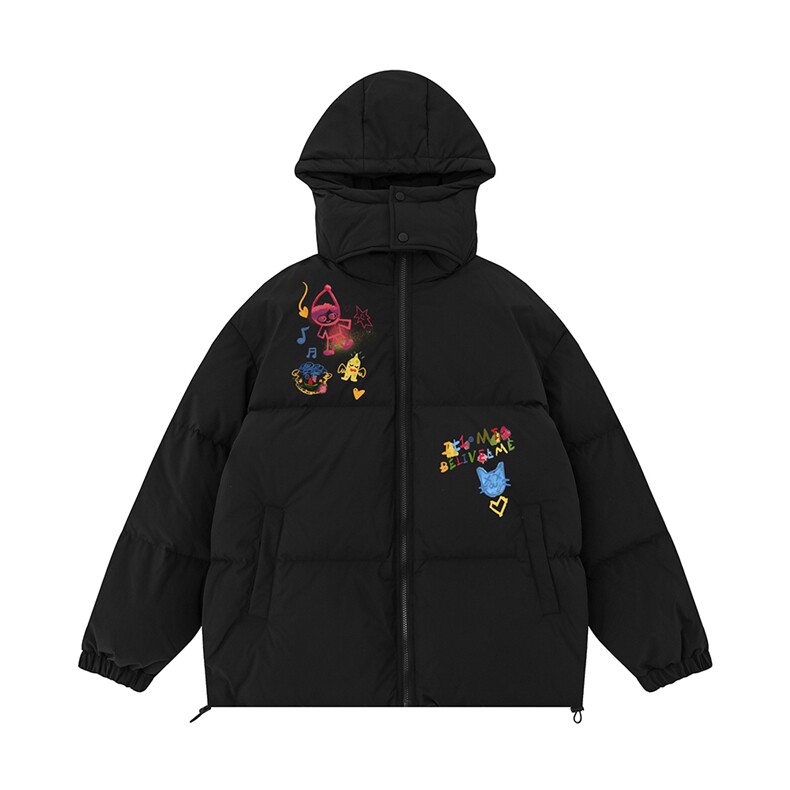 白底23新款冬季时尚百搭宽松字母印花棉服外套MY6216P115控158,男装棉衣,电商A268-1