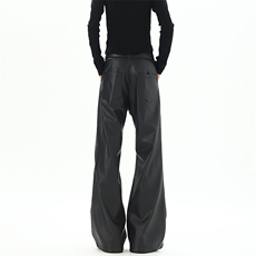 现货01美式高街vibe皮裤微喇PU皮休闲裤潮XZ211-1-K2449-P60，男装皮裤，星座211-1