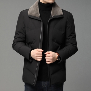 D9967羽绒服长期款稳定数据好90白鸭绒羊毛领翻领男士羽绒服图片