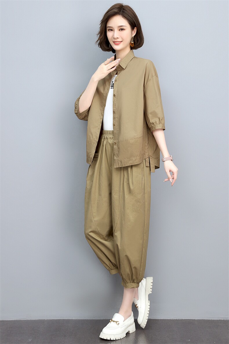 2022夏季新款女装宽松休闲套装舒适百搭显瘦两件套,女装衬衫,悦见她