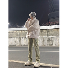 美式高街vibe拼接黄泥牛仔裤修身直筒裤XZ310A-4-NZ27控78，男装牛仔裤，星座310A-4
