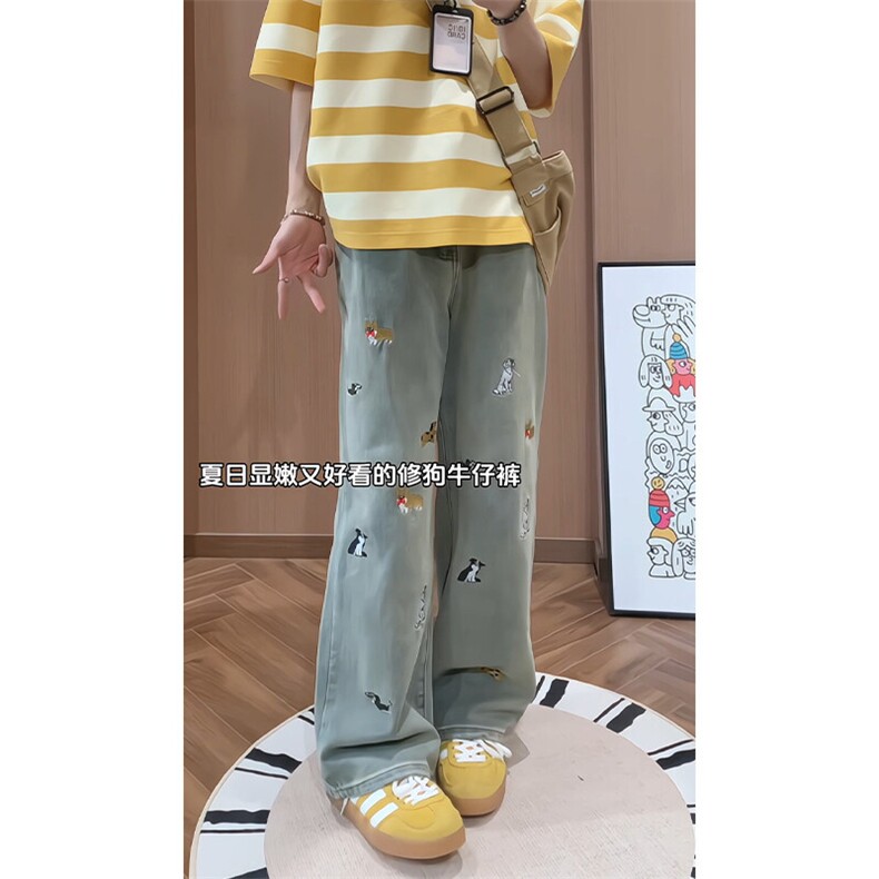 2025秋季新款内景小狗刺绣牛仔裤M-5XLGK25408-P50,男装牛仔裤,电商A022