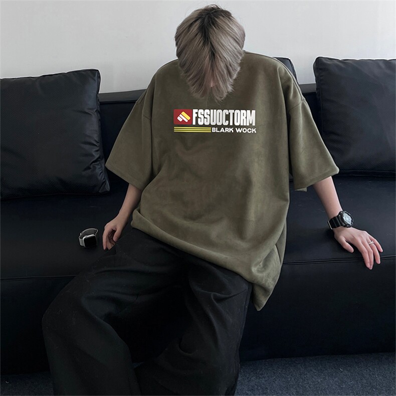 量大优供抖音视频支持得物品质配合二开美式麂皮绒短袖t恤JD321,男装T恤,电商A486
