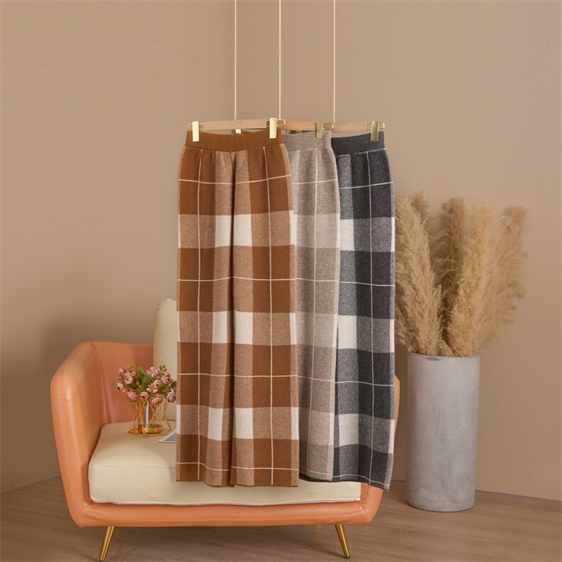 气质羊毛阔腿裤女高腰加厚针织垂感宽松显瘦外穿羊毛直筒裤子女，女装休闲裤，西欧羊绒