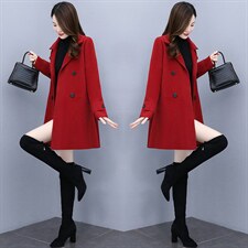 2021年秋冬新款仿羊绒大衣双面绒毛呢外套女时尚修身，女装毛呢外套，香水丽阁