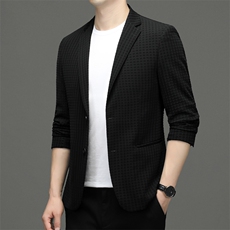 2022休闲西装男士春秋黑色西服韩版修身男装休闲商务小西装外套潮，男装西服，钱塘6003（原4033）
