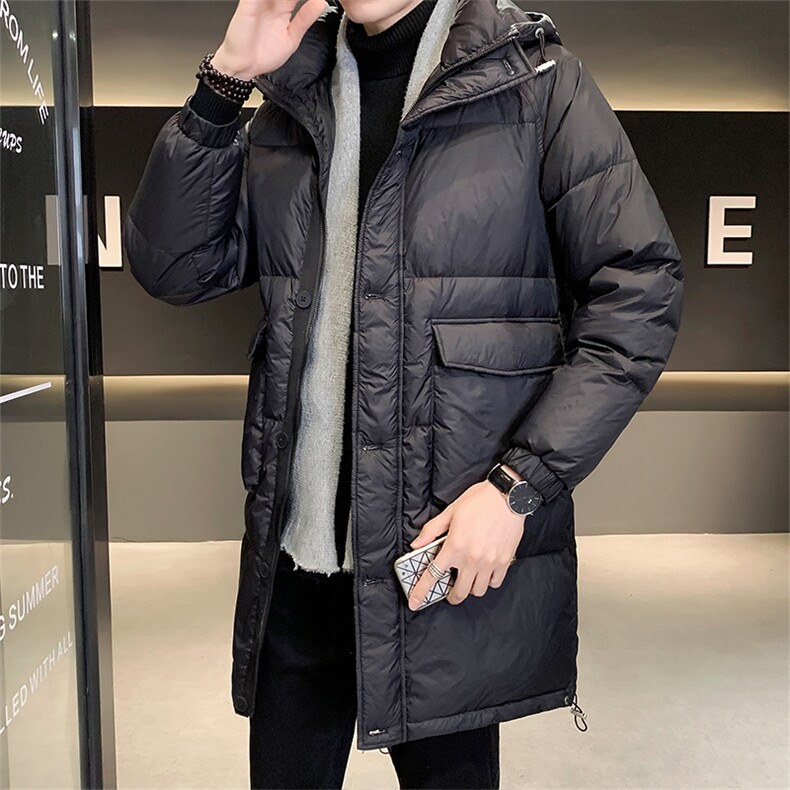 2023冬季中长款灰鸭绒纯色休闲羽绒服时尚上衣外套男YR8051-P245图片