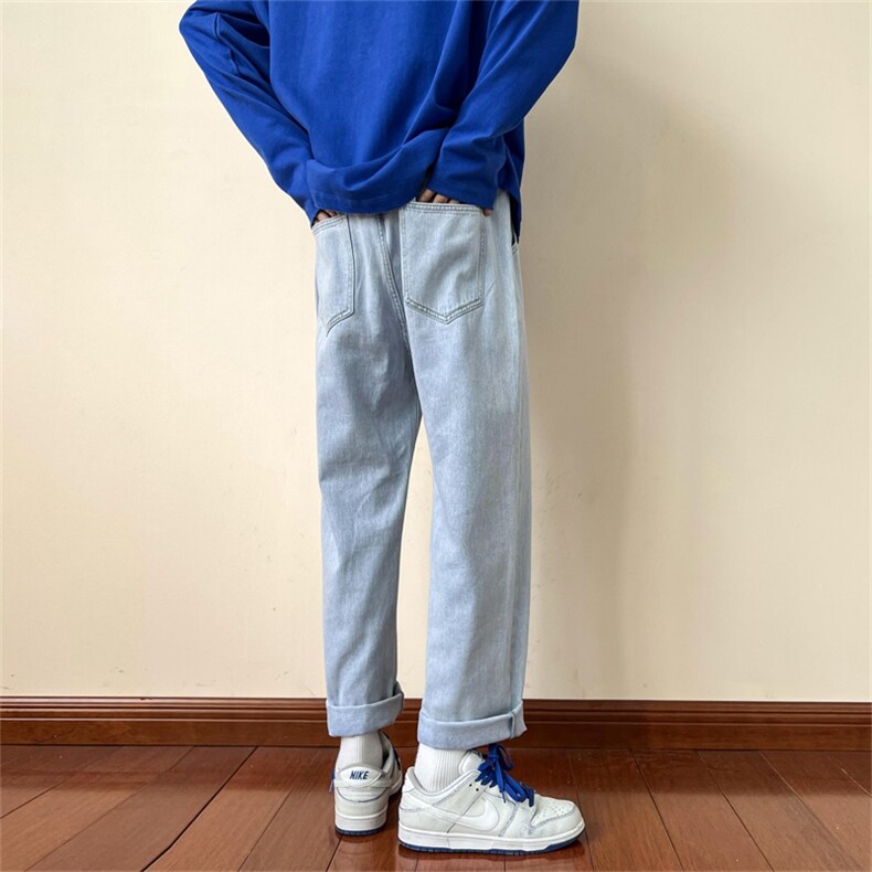 黑色牛仔裤男美式高街潮牌直筒宽松阔腿炸街裤子A080-9291-P35,男装牛仔裤,电商A080