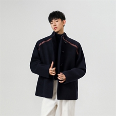 现货毛呢大衣男宽松潮牌韩版小众设计痞帅呢子外套FY216，男装毛呢大衣，星座903-1