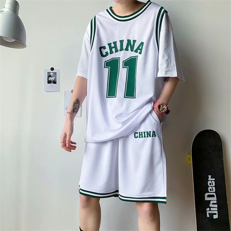 夏季运动套装男韩版潮流百搭宽松篮球球衣短袖短裤两件套tz72-P36，男装休闲套装，星座1008-1