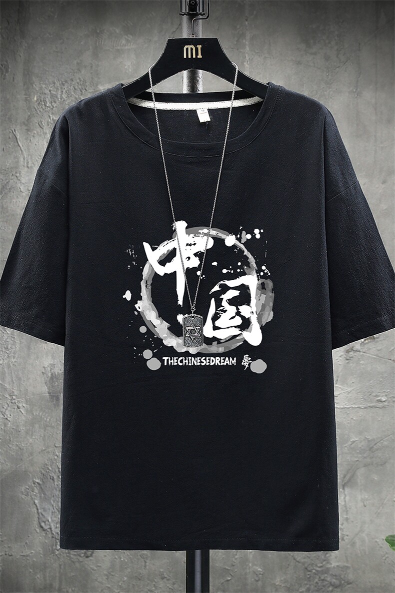 YT26134-P30亚短袖t恤男大码五分袖男宽松七分袖展架,男装T恤,电商A040A