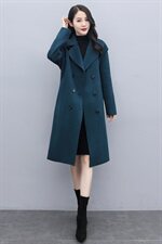 毛呢外套女中长款2021秋冬新款女装韩版时尚休闲双排扣呢大衣