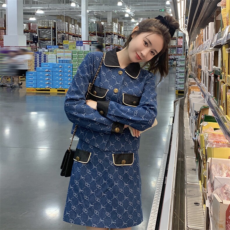 2023秋装新款牛仔套裙两件套B191-1155-P155-K208,女装套装/套裙,浙宝210（原浙宝191）