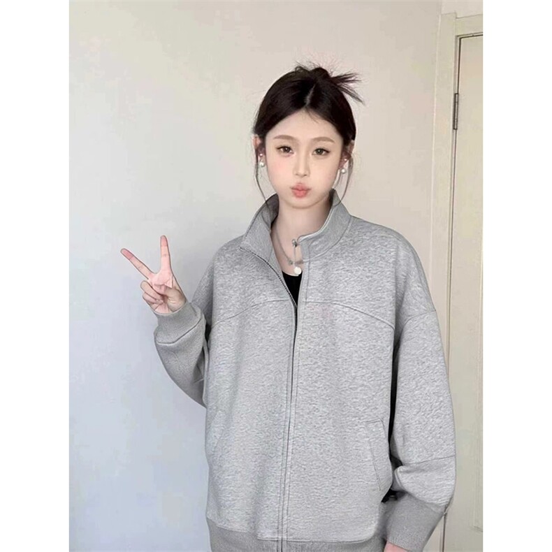 抖音得物高品质秋冬美式高街重磅结构纹理立领卫衣夹克外套XS105,男装夹克,电商A486-1