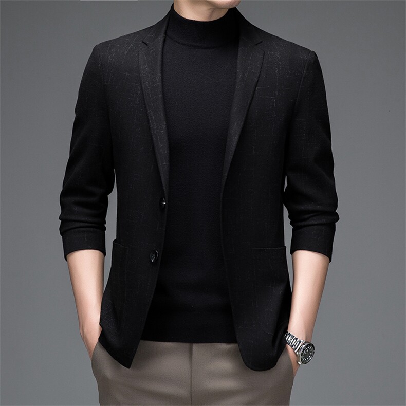 B-X21093男式2023秋冬新款西装男无痕压胶西服外套商务休闲P235,男装西服,电商B360