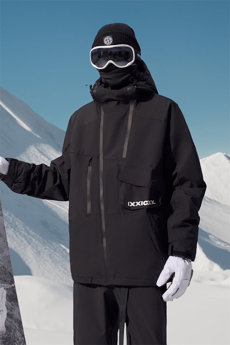 冬季防水防风加棉保暖潮滑雪衣男女连帽抽绳滑雪服外套HF57-P175,男装棉衣,电商A001-1