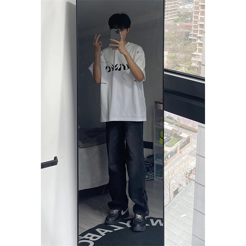 B221美式ins高街小众拉链直筒牛仔裤LK23028-P60控78,男装牛仔裤,电商B221