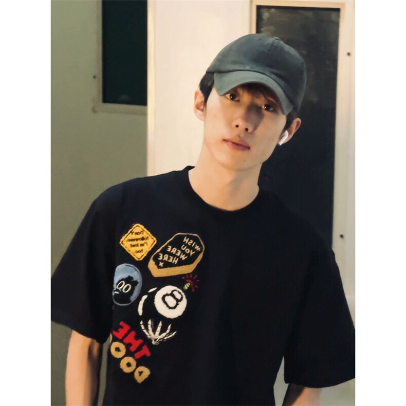 万针全刺绣工艺得物抖音高品质260克纯棉双纱美式高街短袖T恤P33,男装T恤,电商A486-1
