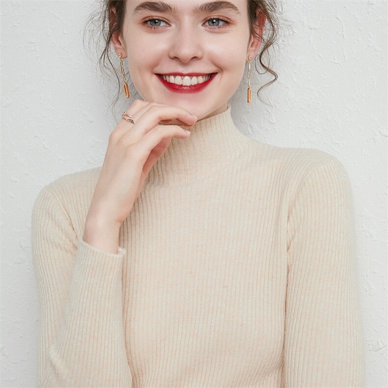 半高领毛衣女内搭秋冬2024年新款修身显瘦长袖紧身短款,针织衫/毛衣,皓宇羊绒