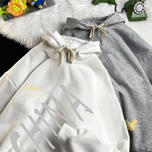 WY2208-P35 加绒款-P40 纯棉连帽卫衣男大码运动帽衫宽松薄图片