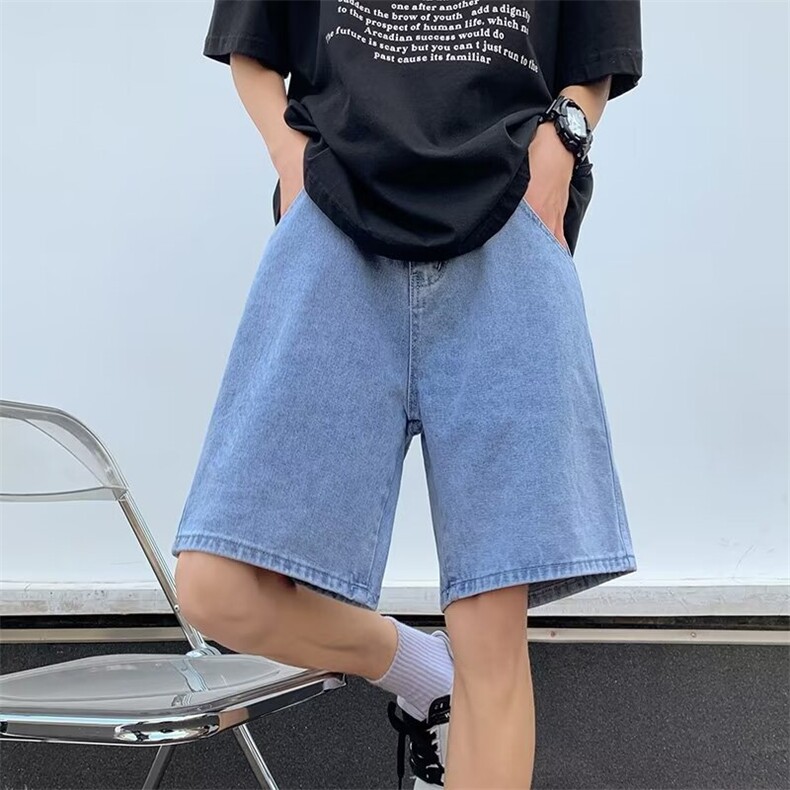 高品质夏季男款简约牛仔裤五分短裤纯色微破洞休闲时尚DK3106,男装牛仔裤,星座1013