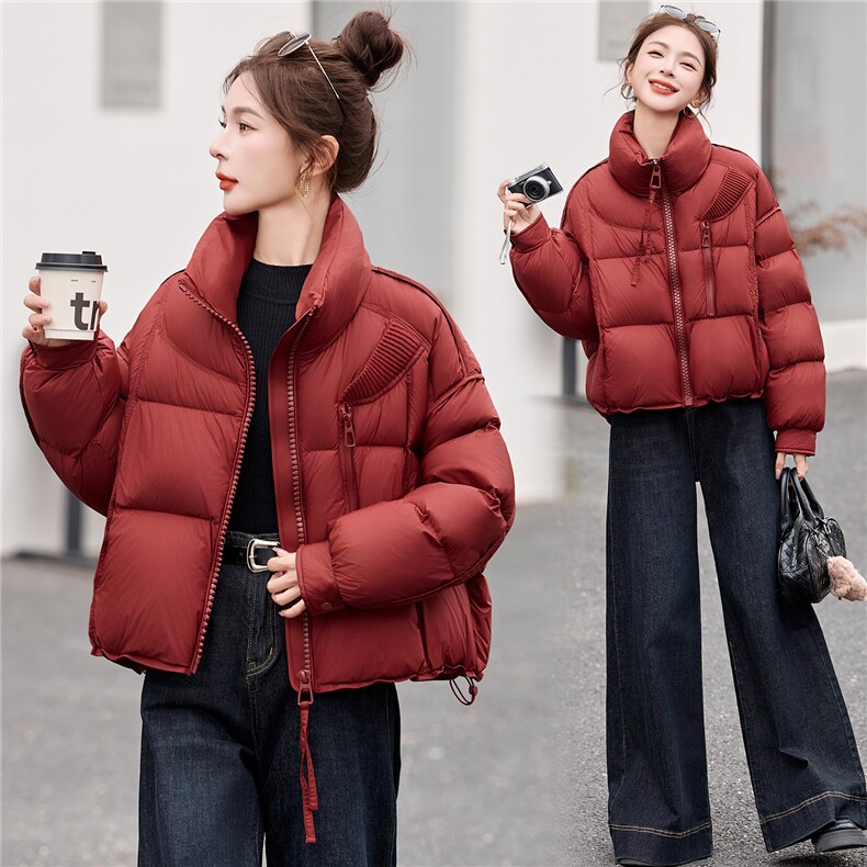 90白鸭绒羽绒服女2025冬季新款短款立领羽绒服外套女图片