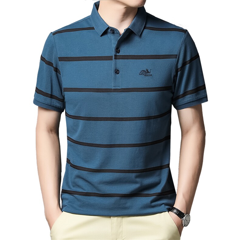 百搭时尚polo男士短袖上衣条纹夏季宽松中年潮流T恤HM22607-P70,男装Polo衫,星座1105-3