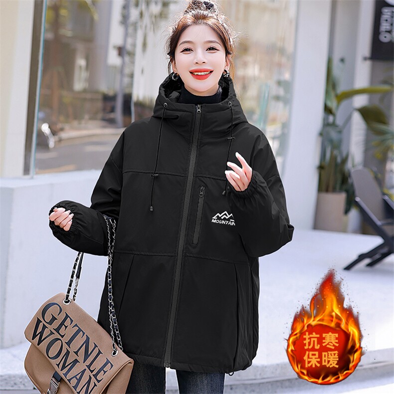 现货秒发2023新款韩版白鸭绒羽绒服小香风加厚大码冲锋衣外套,女装羽绒服,星宇服饰