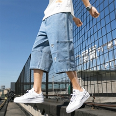 七分牛仔裤男士短裤夏季潮牌5五分宽松休闲破洞中裤工装DS801TP45，男装牛仔裤，电商A102