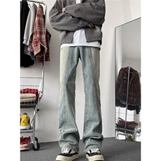 高街解构拼接牛仔裤直筒阔腿美式复古休闲长裤513ACK2701P45，男装牛仔裤，星座513A