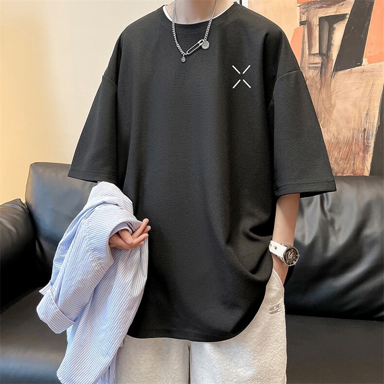 华夫格t恤男短袖男大码五分袖酒店风HT73305-P22,男装T恤,电商A040