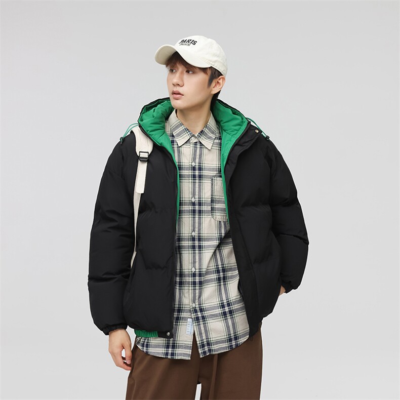 日系冬季连帽撞色保暖防风棉衣面包服外套男女同款XY2271-P65图片