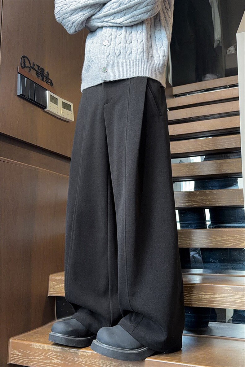 冬季毛呢裤加厚呢料西裤垂感阔腿宽松裤男女D52142-TP60108,男装西裤,电商A102