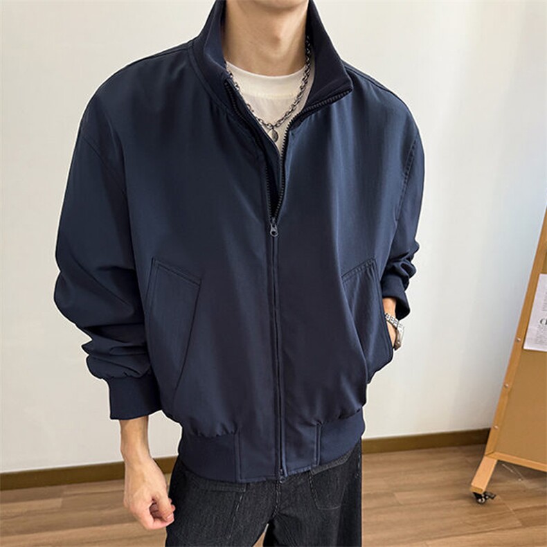 现货26春装美拉德立领飞行夹克纯色复古廓形高街棒球服外套,男装夹克,电商A486