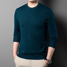 BJ13009钱塘2020-2春秋薄款中年男士圆领商务休闲纯色毛衣P52，男装针织衫/毛衣，钱塘207-2