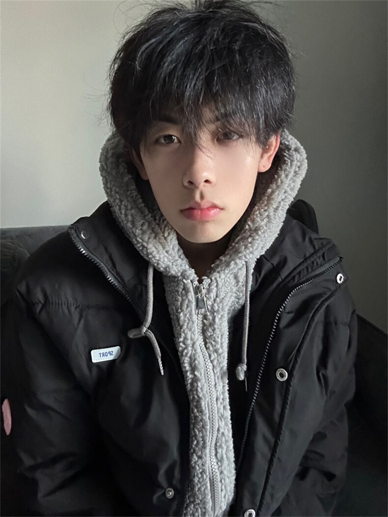 A292-P98 冬季棉服外套情侣男女假两件外套棉服连帽上衣图片