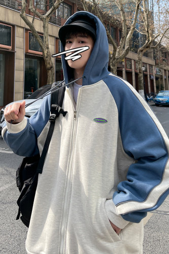 2024早秋新款撞色开衫卫衣男秋装外套 A071-W037-P65图片