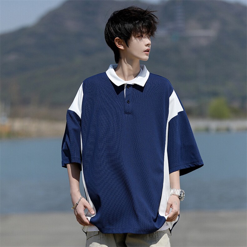 8XL-M拼接撞色短袖t恤男款夏季新款半袖POLO衫加肥加大码DT004P38,男装Polo衫,电商B312