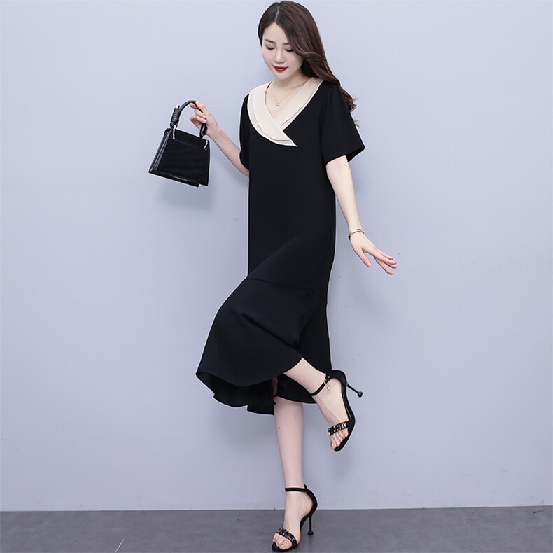 （现货）2025夏季新款200斤胖mm雪纺连衣裙女大码女装中长款裙子,女装连衣裙,深妍伊美