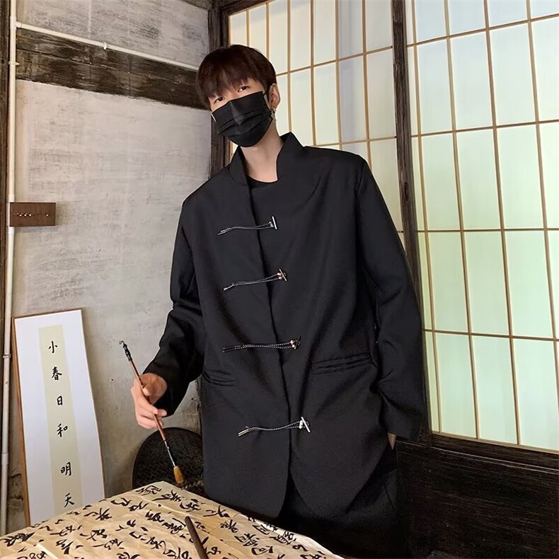 风秋款男立领西装金属绳扣新中式中山装西服外套JK0076P65,男装西服套装,星座1013-1