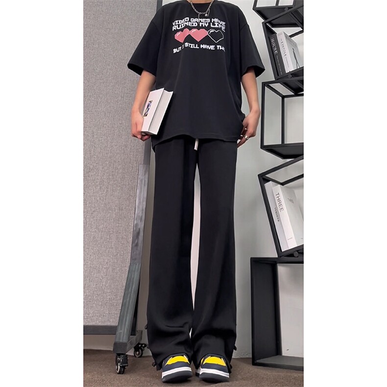 新中式风盘扣西裤垂感高级感ins痞帅潮牌微喇冰丝裤,男装休闲裤,星座310A-4