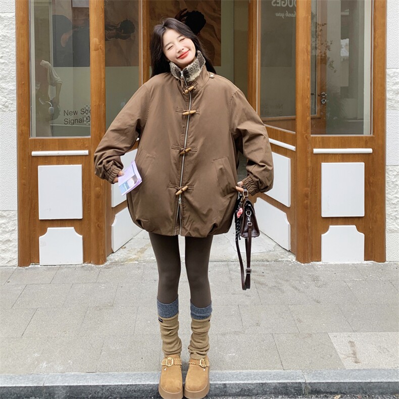 【现】【货】羊羔毛格纹拼接派克服外套2C158-6020-P205-K298,女装棉衣/棉服,2C158