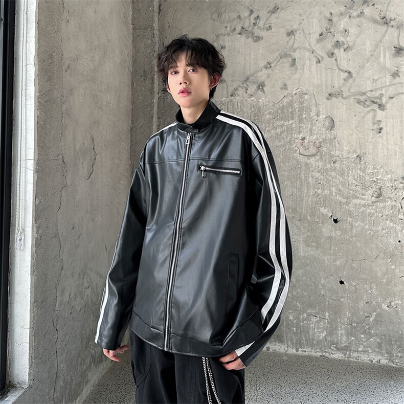 机车运动秋冬立领皮衣外套美式潮牌夹克870p88，男装皮衣，电商A458A