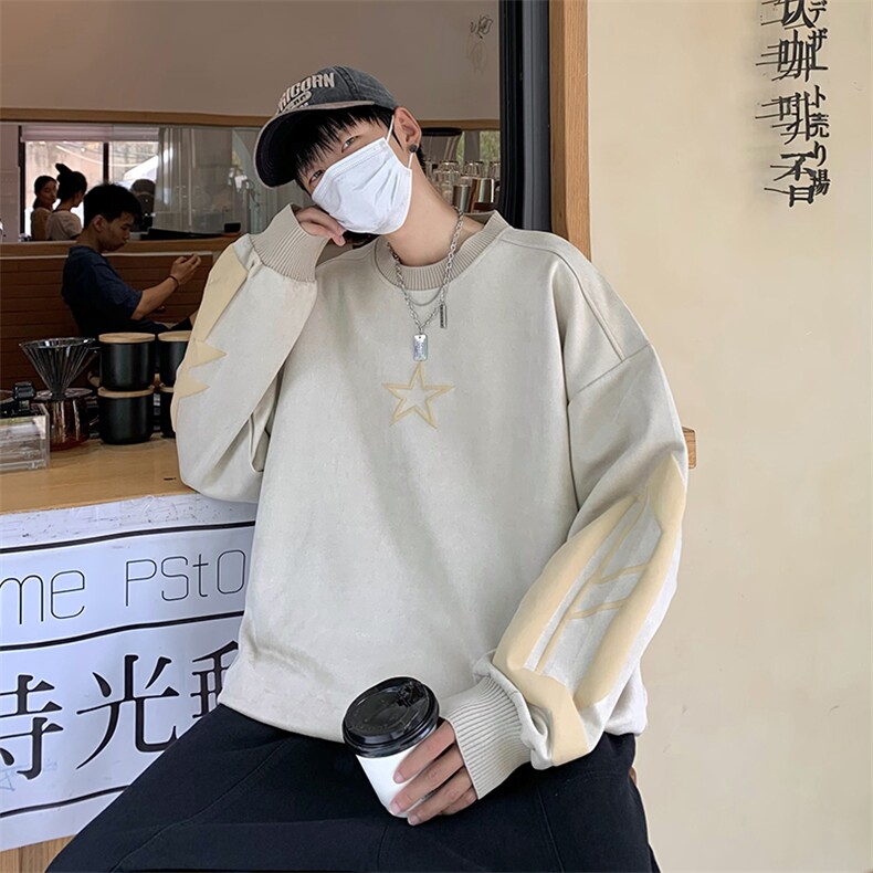 22秋新款麂皮发泡印花宽松休闲oversize套头卫衣B266-Y605-P60,男装卫衣,星座B257-1