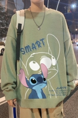 港风秋冬卡通动漫史迪仔宽松圆领毛衣男M6812P55控68，男装针织衫/毛衣，电商A268A