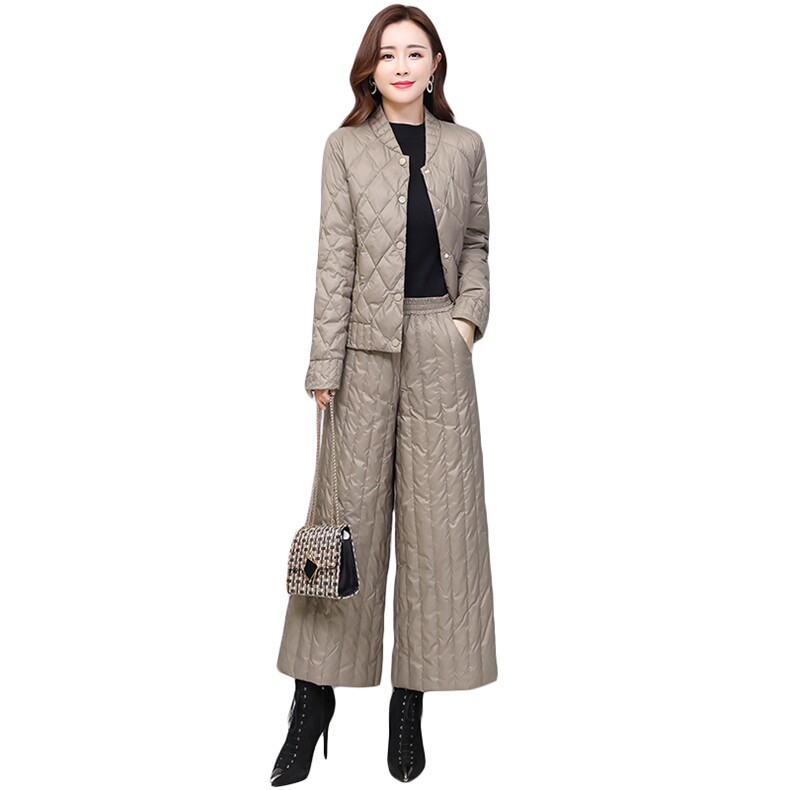 羽绒服套装女2024冬季新品中青年气质显瘦时尚阔腿裤白鸭绒两件套,女装羽绒服,悠米