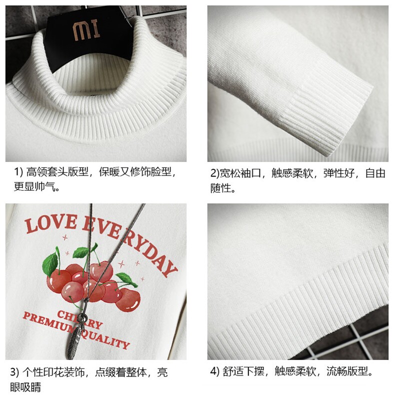 高领毛衣男士大码内搭毛线衣男网格GM45325-P45加绒款-P65,男装针织衫/毛衣,电商A040A