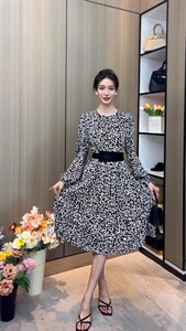 撞色腰带连衣裙,女装连衣裙,迪蔓君翔