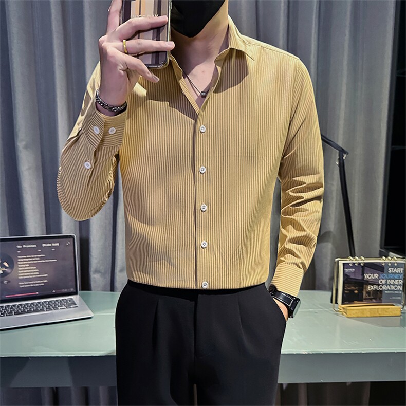 主推新款足货秋冬男士内搭长袖衬衫小伙店主条纹衬衣C601P48控78,男装衬衫,星座301B-1