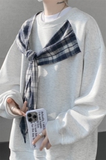 WY10161-特批50控98360g重磅格子拼接披肩大码撞色个性卫衣男潮，男装卫衣，电商A059